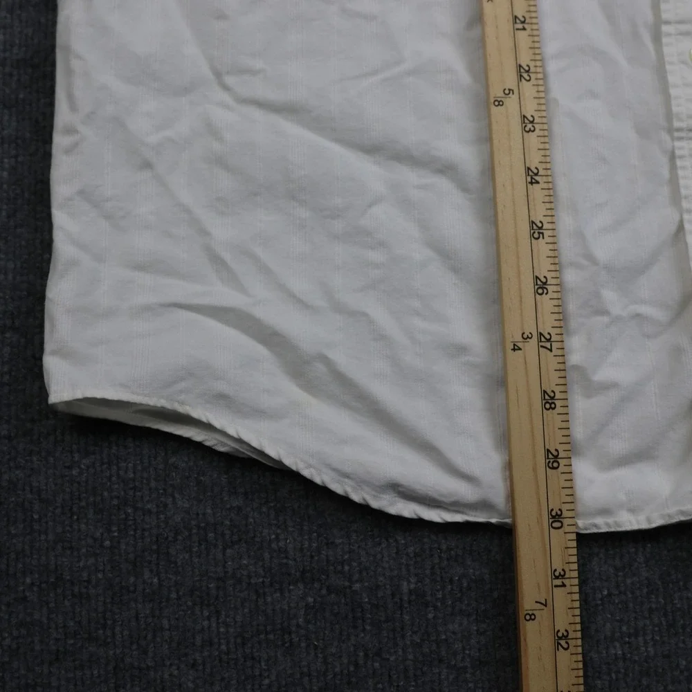 Banana Republic Shirt Mens Large White Textured Cotton Button Front Dress Pocket